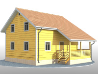 Каркасный дом 8х9 | Полутороэтажные деревянные дома и коттеджи с террасой 8х9