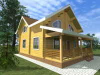 Дом из бруса 8х11 | Полутороэтажные деревянные дома с террасой 8х11