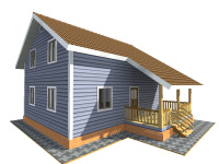 Каркасный дом 7х9 | Полутороэтажные деревянные дома и коттеджи с террасой 7х9
